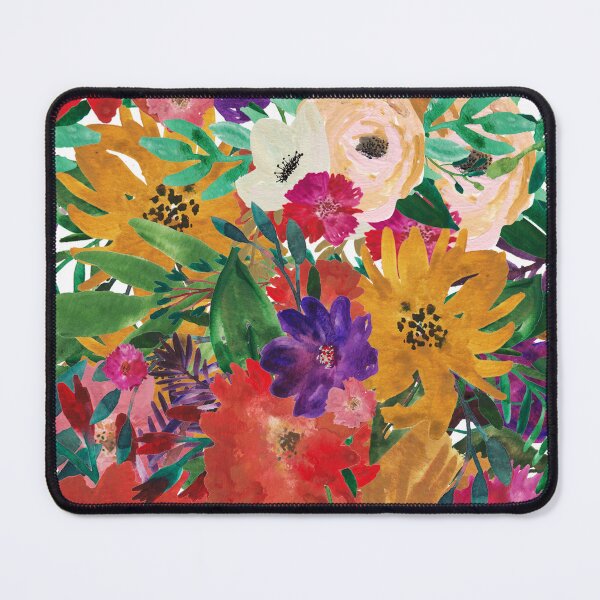 Item preview, Modern Aesthetic Jungle tropical art pattern. Blue, red and yellow pastel painting.Colorful flowers designed and sold by AimiAesthetic.