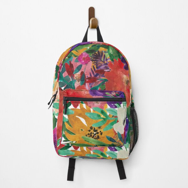 Item preview, Modern Aesthetic Jungle tropical art pattern. Blue, red and yellow pastel painting.Colorful flowers designed and sold by AimiAesthetic.