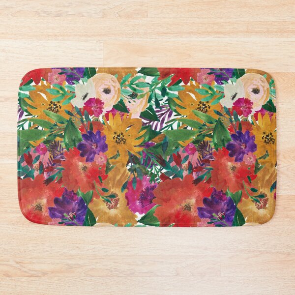 Item preview, Modern Aesthetic Jungle tropical art pattern. Blue, red and yellow pastel painting.Colorful flowers designed and sold by AimiAesthetic.