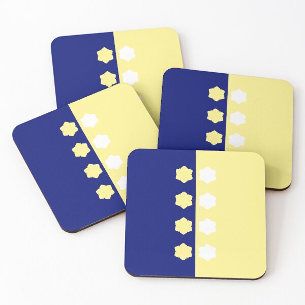 Item preview, Yellow, Blue and White Symmetrical Asymmetry with Flowers designed and sold by Shapes-Mania.