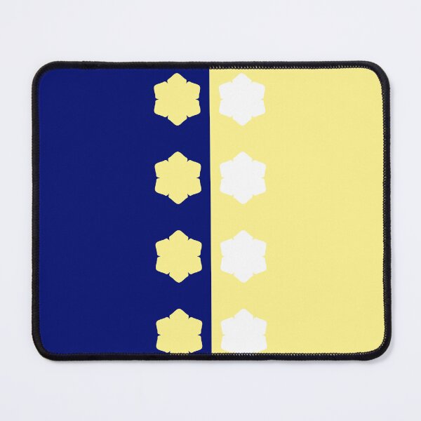 Item preview, Yellow, Blue and White Symmetrical Asymmetry with Flowers designed and sold by Shapes-Mania.