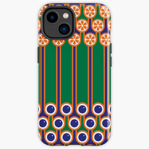 Scandi Midcentury Modern Retro Geometric Blueberries Oranges Stripey Pattern iPhone Tough Case
