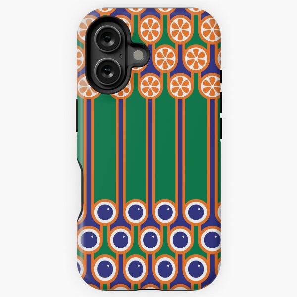 Scandi Midcentury Modern Retro Geometric Blueberries Oranges Stripey Pattern iPhone Tough Case