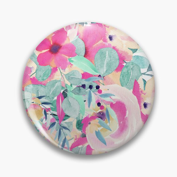 Item preview, Modern Pink Aesthetic Jungle tropical art pattern. Blue, red and yellow pastel painting.Colorful flowers designed and sold by AimiAesthetic.