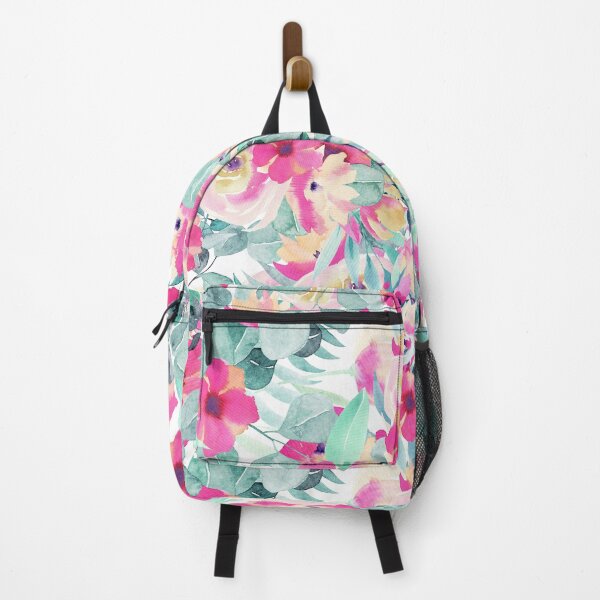 Item preview, Modern Pink Aesthetic Jungle tropical art pattern. Blue, red and yellow pastel painting.Colorful flowers designed and sold by AimiAesthetic.