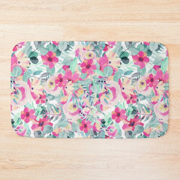Item preview, Modern Pink Aesthetic Jungle tropical art pattern. Blue, red and yellow pastel painting.Colorful flowers designed and sold by AimiAesthetic.