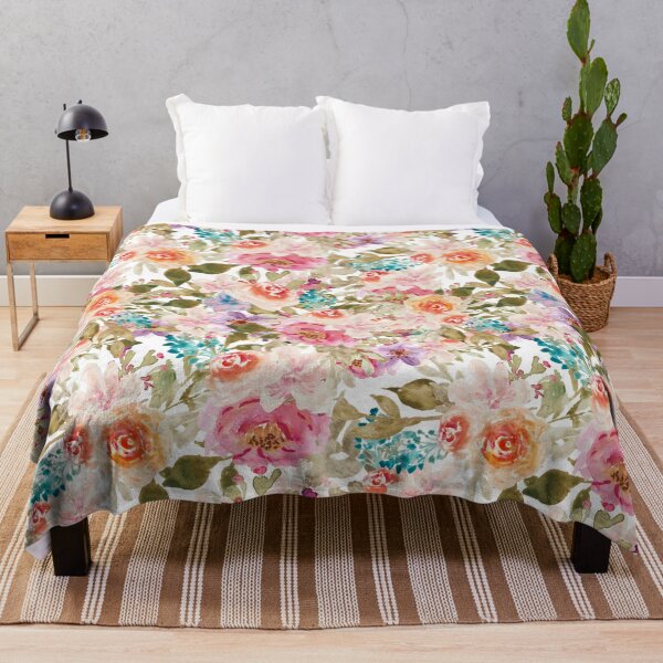 Item preview, Modern Aesthetic Jungle tropical flower art pattern. Blue, red and yellow pastel painting.Colorful flowers designed and sold by AimiAesthetic.
