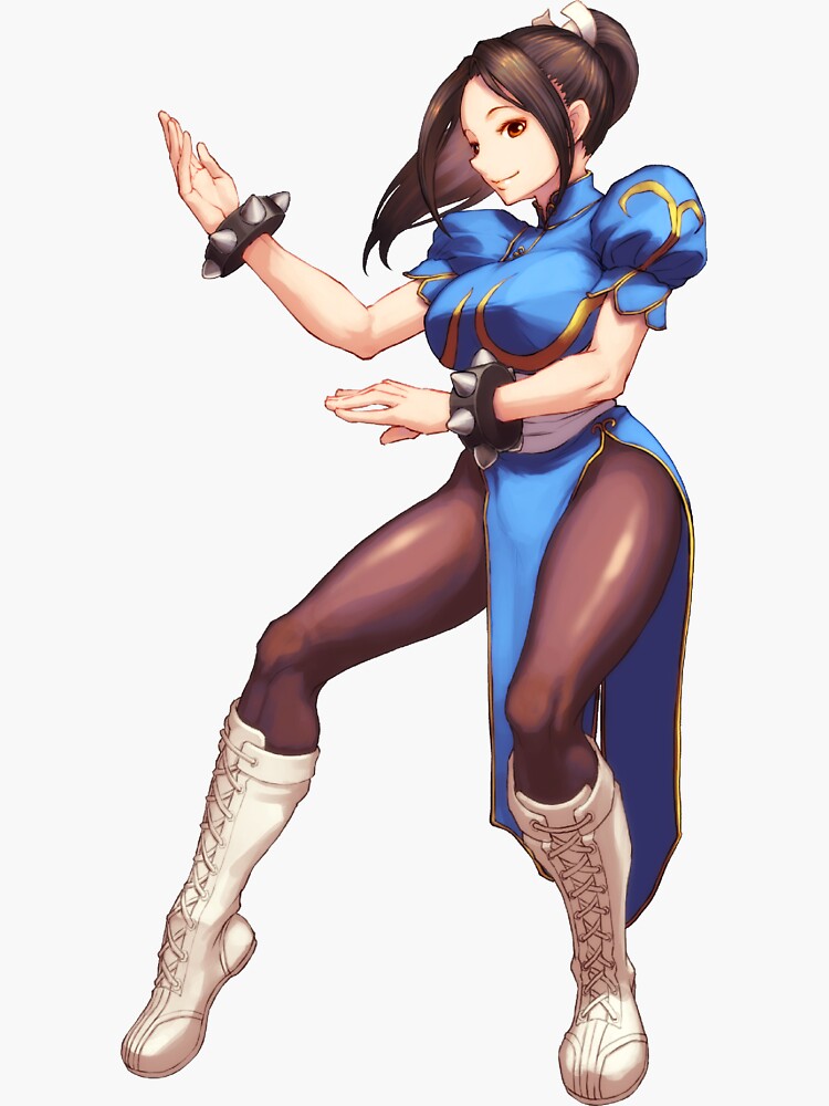 Pegatina Mai Shiranui Con Traje Azul De Chun Li De ECCHI ART Redbubble