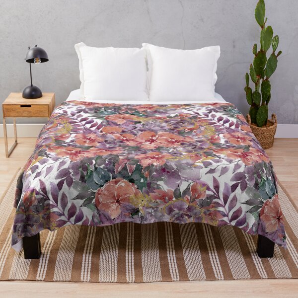 Item preview, Modern Aesthetic Jungle flowers tropical art pattern. Purple, pink and green pastel painting.Colorful flowers designed and sold by AimiAesthetic.