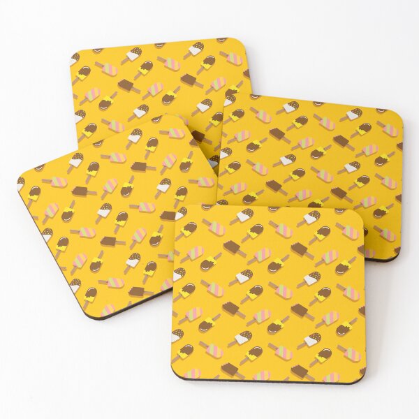 Item preview, Cute ice cream popsicle pattern on yellow designed and sold by CutieBlue.