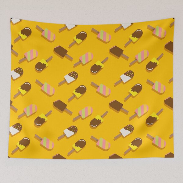 Item preview, Cute ice cream popsicle pattern on yellow designed and sold by CutieBlue.