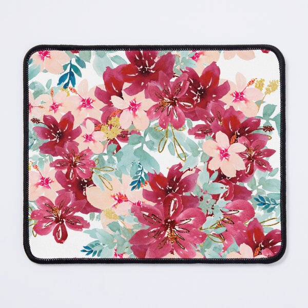 Item preview, Modern  Aesthetic Jungle tropical art pattern. Emerald blue, red and pink pastel painting.Colorful flowers designed and sold by AimiAesthetic.