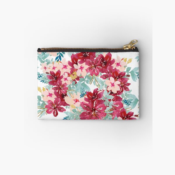 Item preview, Modern  Aesthetic Jungle tropical art pattern. Emerald blue, red and pink pastel painting.Colorful flowers designed and sold by AimiAesthetic.