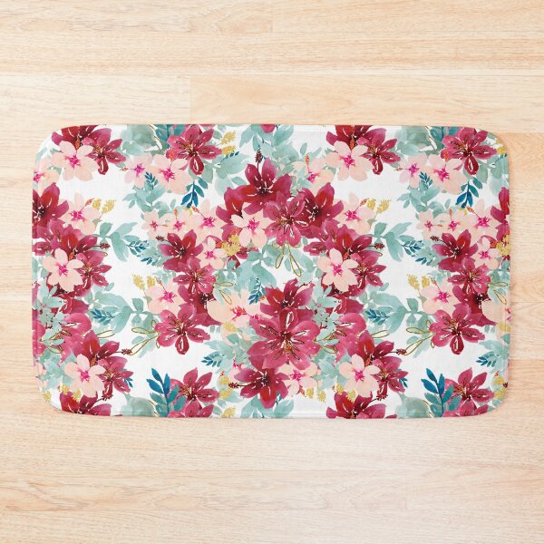 Item preview, Modern  Aesthetic Jungle tropical art pattern. Emerald blue, red and pink pastel painting.Colorful flowers designed and sold by AimiAesthetic.