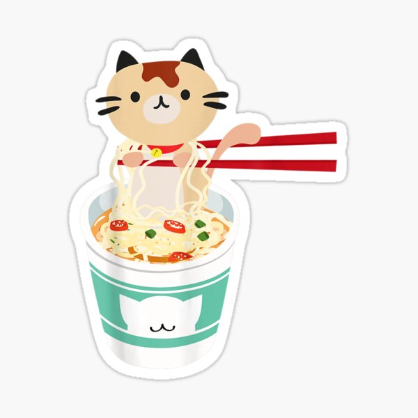 Cute Kawaii Cat Ramen Noodle Bowl Japanese Anime Tshirt Sticker By Angislason Redbubble 5991