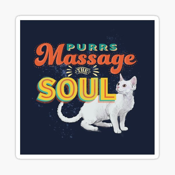 Purrs Massage the Soul typographic illustration Sticker