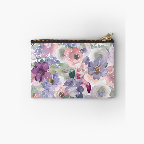 Item preview, Patrón de arte tropical de jungla estética moderna. Pintura pastel morada y rosa. Flores coloridas designed and sold by AimiAesthetic.