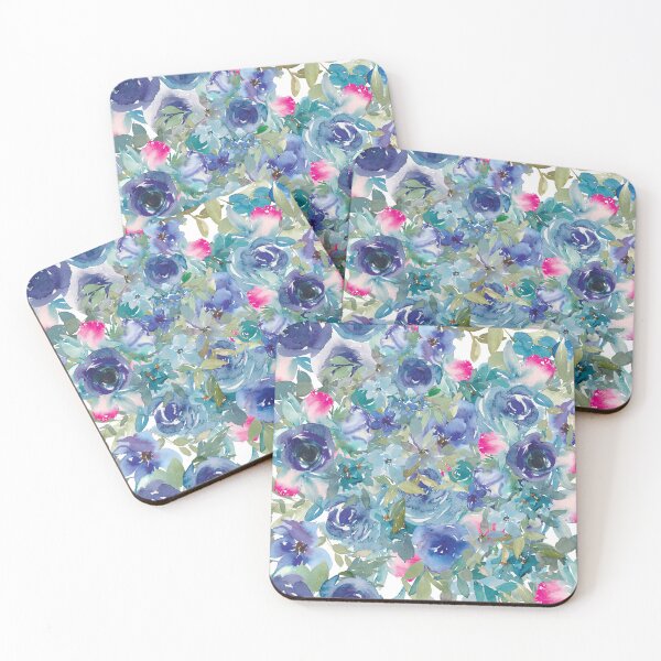 Item preview, Purple Modern  Aesthetic Jungle tropical art pattern. Emerald blue, red and pink pastel painting.Colorful flowers designed and sold by AimiAesthetic.