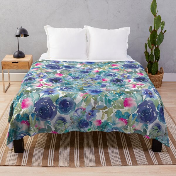 Item preview, Purple Modern  Aesthetic Jungle tropical art pattern. Emerald blue, red and pink pastel painting.Colorful flowers designed and sold by AimiAesthetic.