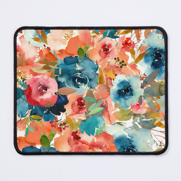 Item preview, Modern  Aesthetic Jungle tropical art pattern. Emerald blue, red and pink pastel painting.Colorful flowers designed and sold by AimiAesthetic.
