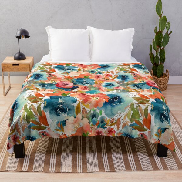 Item preview, Modern  Aesthetic Jungle tropical art pattern. Emerald blue, red and pink pastel painting.Colorful flowers designed and sold by AimiAesthetic.