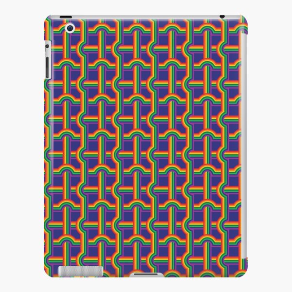 Scandi Midcentury Modern Retro Geometric Rainbow Grid Blue Checks Pattern iPad Snap Case