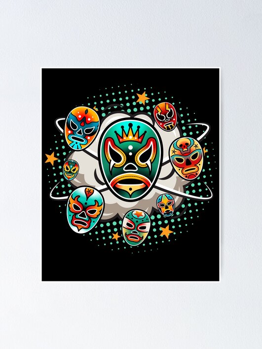 アート・デザイン・音楽 Lucha Loco The Free Wrestlers of Mexico Pop Art Mexican Wrestler Lucha Libre 1950's Art Print by