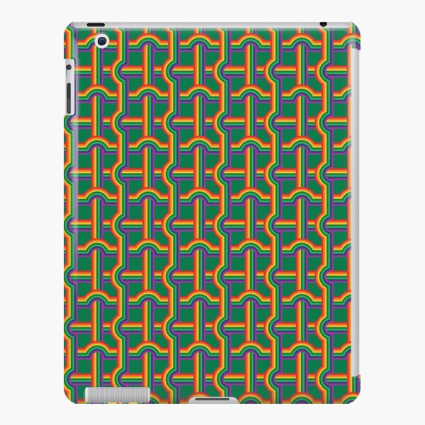 Scandi Midcentury Modern Retro Geometric Rainbow Grid Green Checks Pattern  iPad Snap Case