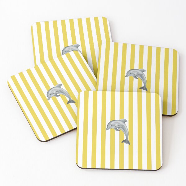 Item preview, Nursery Cute Dolphin on Yellow and White Background designed and sold by HiddenPuppets.