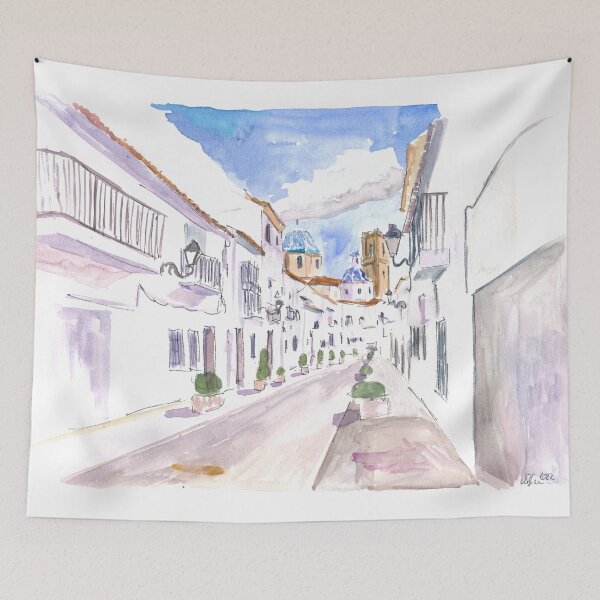 Item preview, Altea Spain Afternoon Street Scene On Costa Blanca designed and sold by artshop77.