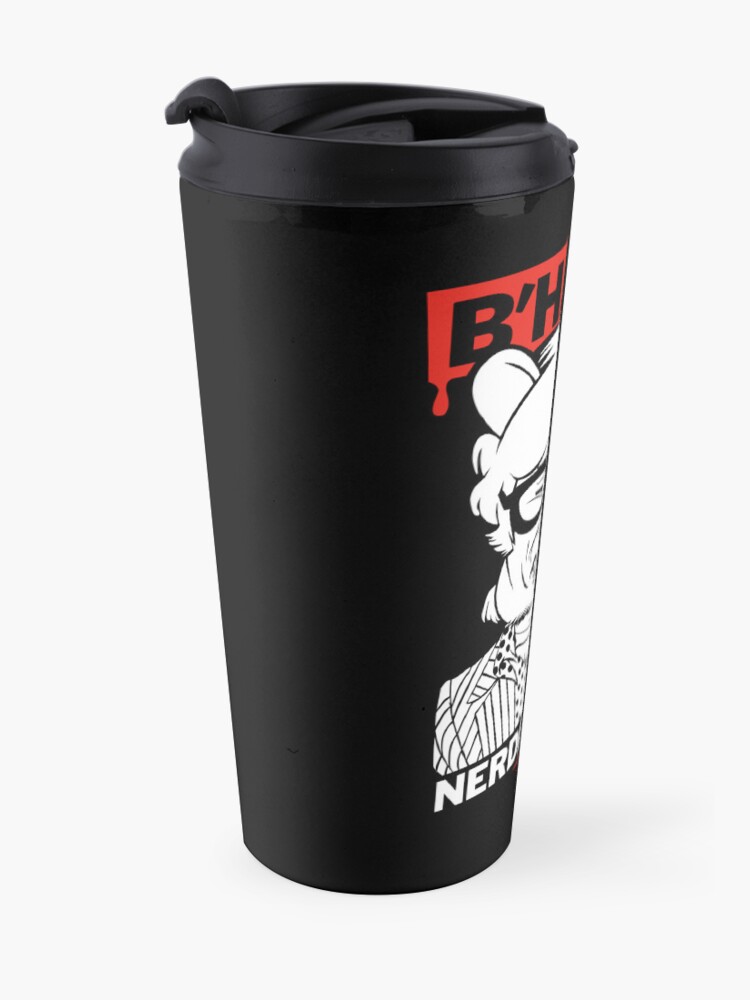 Alternate view of B'HAVE RED WHITE on BLACK Travel Coffee Mug