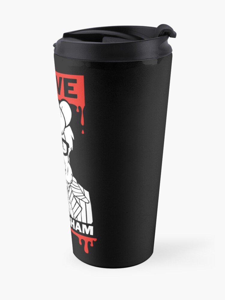 Alternate view of B'HAVE RED WHITE on BLACK Travel Coffee Mug