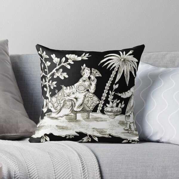 Black & White Chinoiserie Throw Pillow