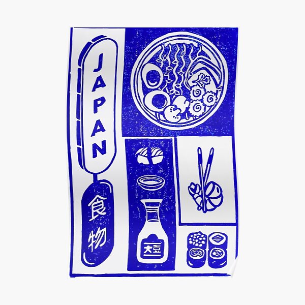 Blue Foodies Art Poster