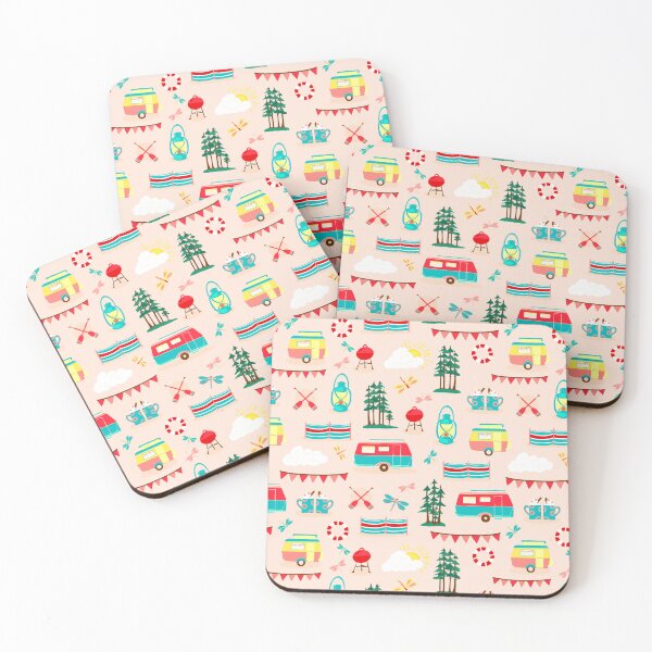 Item preview, Vintage campsite with caravans repeat pattern designed and sold by NattyDesigns.