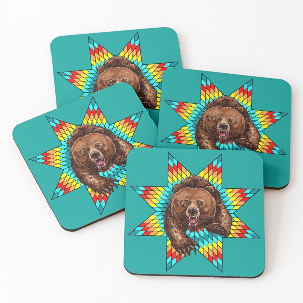 Item preview, Turquoise Fire StarQuilt with 3d Bear Native Print designed and sold by JMWCD.