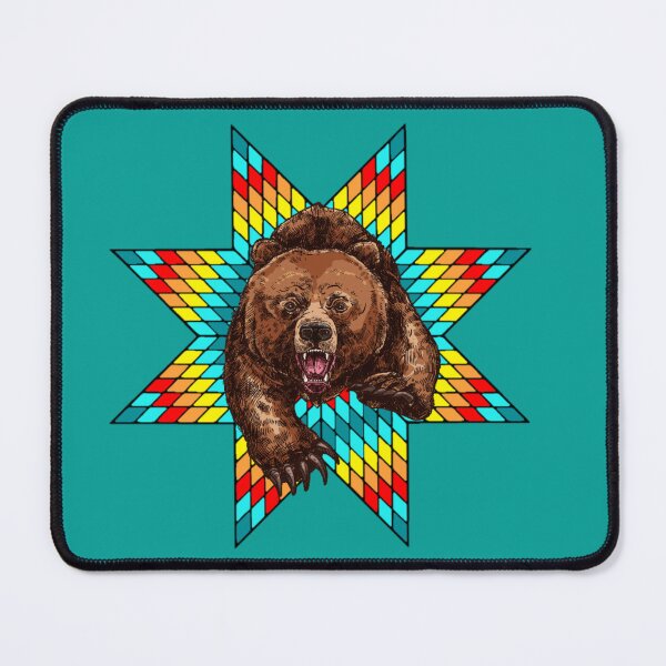 Item preview, Turquoise Fire StarQuilt with 3d Bear Native Print designed and sold by JMWCD.