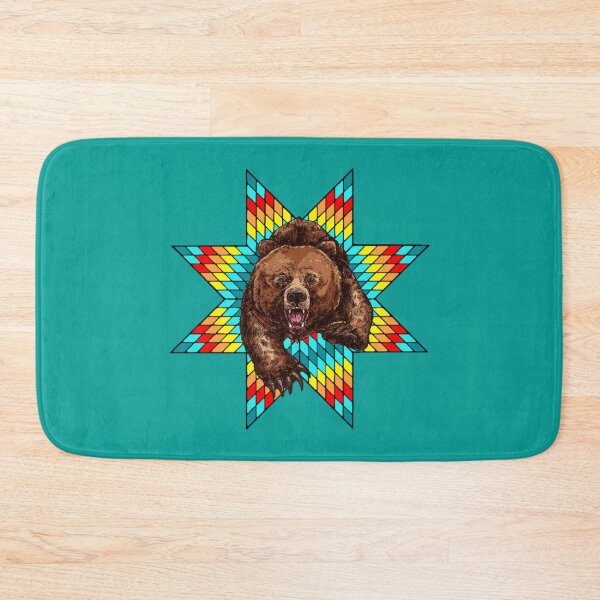 Item preview, Turquoise Fire StarQuilt with 3d Bear Native Print designed and sold by JMWCD.