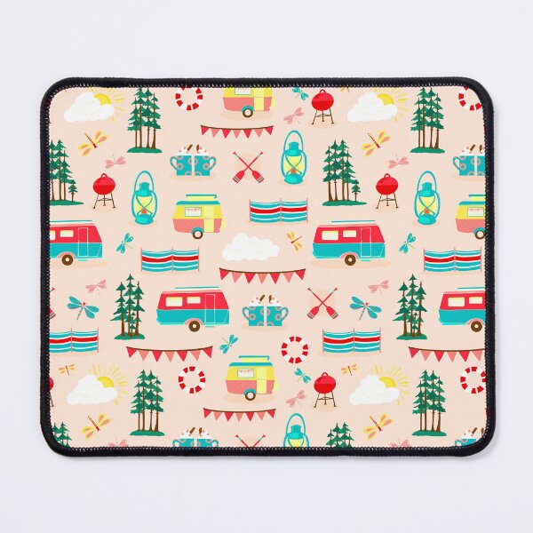 Item preview, Vintage caravans on a campsite repeat pattern designed and sold by NattyDesigns.