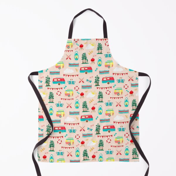 Item preview, Vintage caravans on a campsite repeat pattern designed and sold by NattyDesigns.