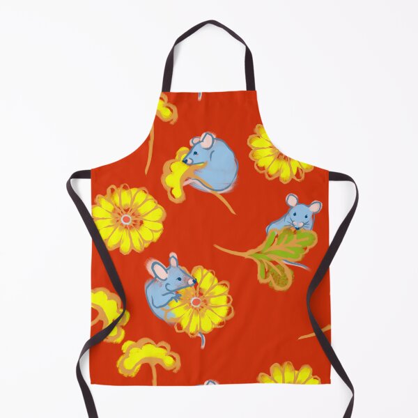 Item preview, Blue mouse with yellow flowers and red background designed and sold by Mary Jane Lange.