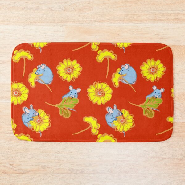Item preview, Blue mouse with yellow flowers and red background designed and sold by Mary Jane Lange.