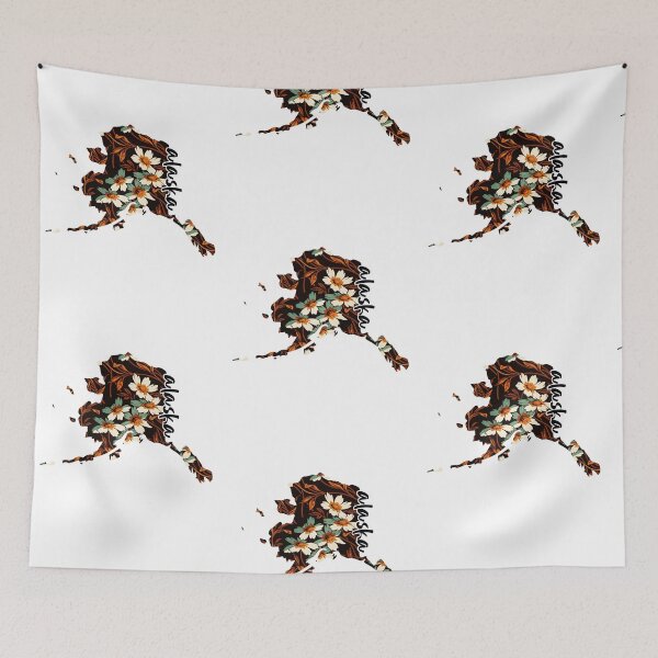 Item preview, Floral Map of USA States Alaska - Map of Alaska designed and sold by AmethystMurad.