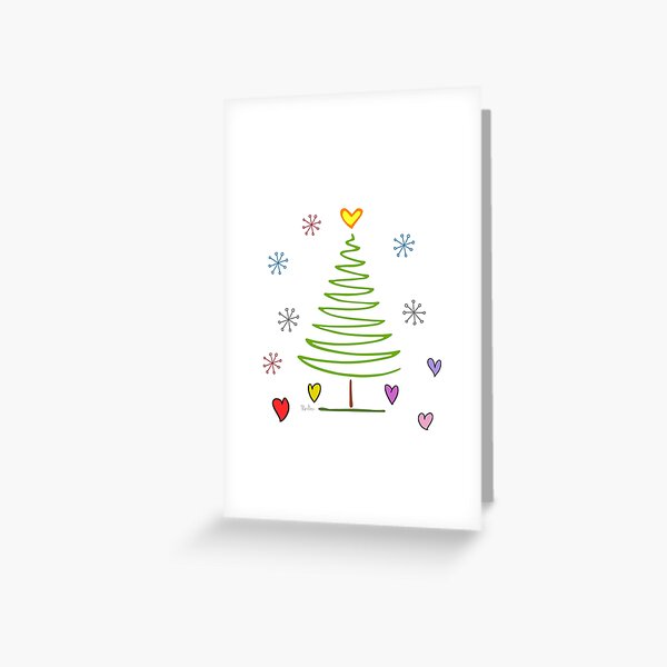 Zig Zag Christmas Tree White Background Greeting Card for Sale by