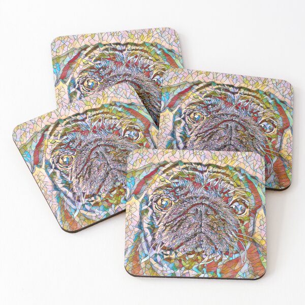 Item preview, A colourful mosaic pug printwork - Puglovers, Art, Pictures, Prints Poster designed and sold by Doggymadness.