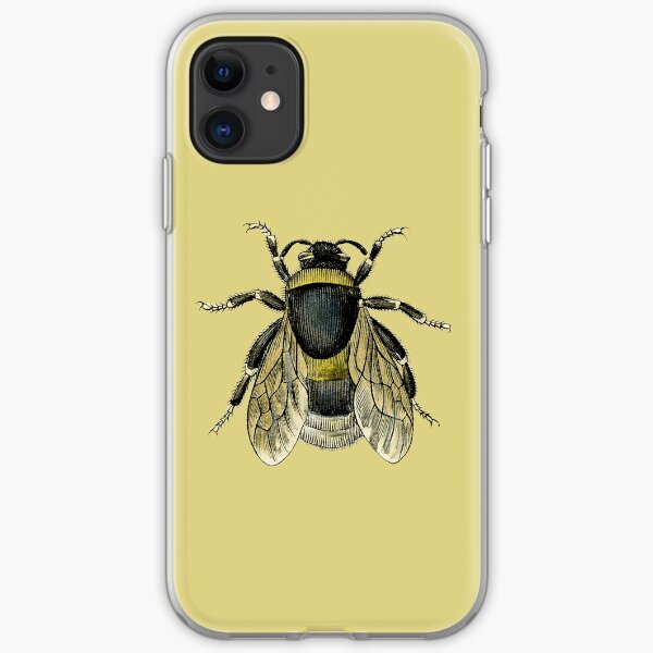antique typographic vintage honey bee iPhone Soft Case