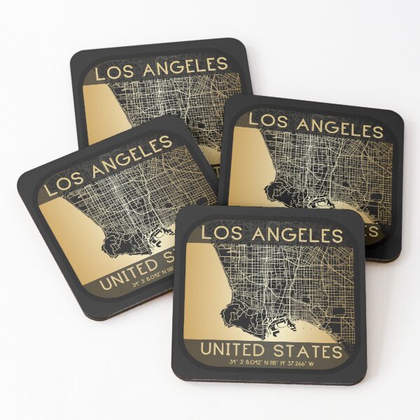 Item preview, LOS ANGELES CALIFORNIA LA MAP MONOCHROME GOLD designed and sold by lukas69graphic.