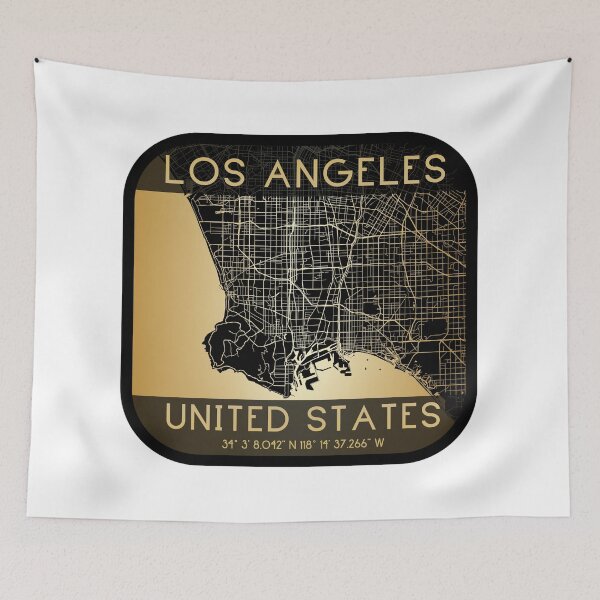 Item preview, LOS ANGELES CALIFORNIA LA MAP MONOCHROME GOLD designed and sold by lukas69graphic.