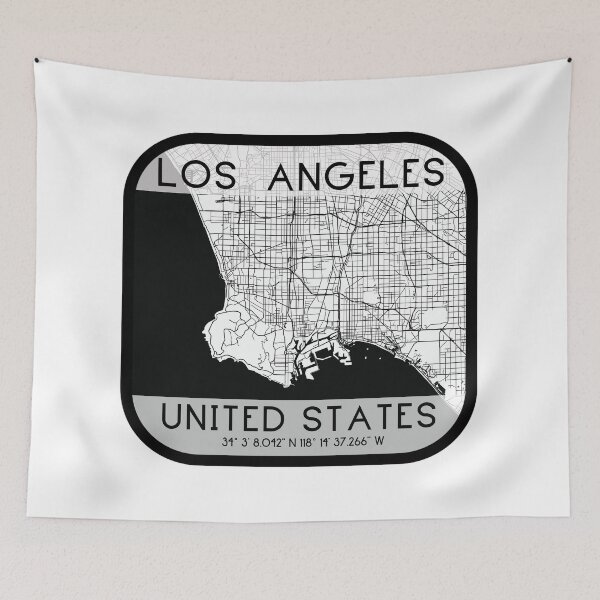 Item preview, LOS ANGELES CALIFORNIA LA MAP MONOCHROME WHITE designed and sold by lukas69graphic.
