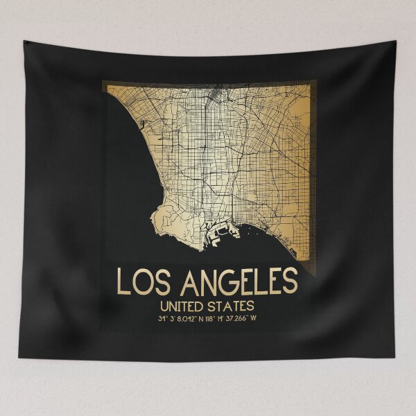 Item preview, LOS ANGELES CALIFORNIA LA MAP MONOCHROME GOLD designed and sold by lukas69graphic.